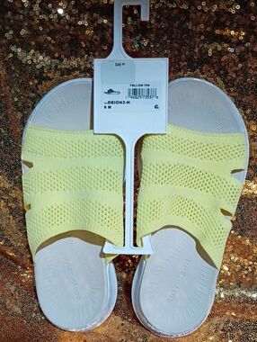 Easy Spirit Yellow Knit Slide Sandals